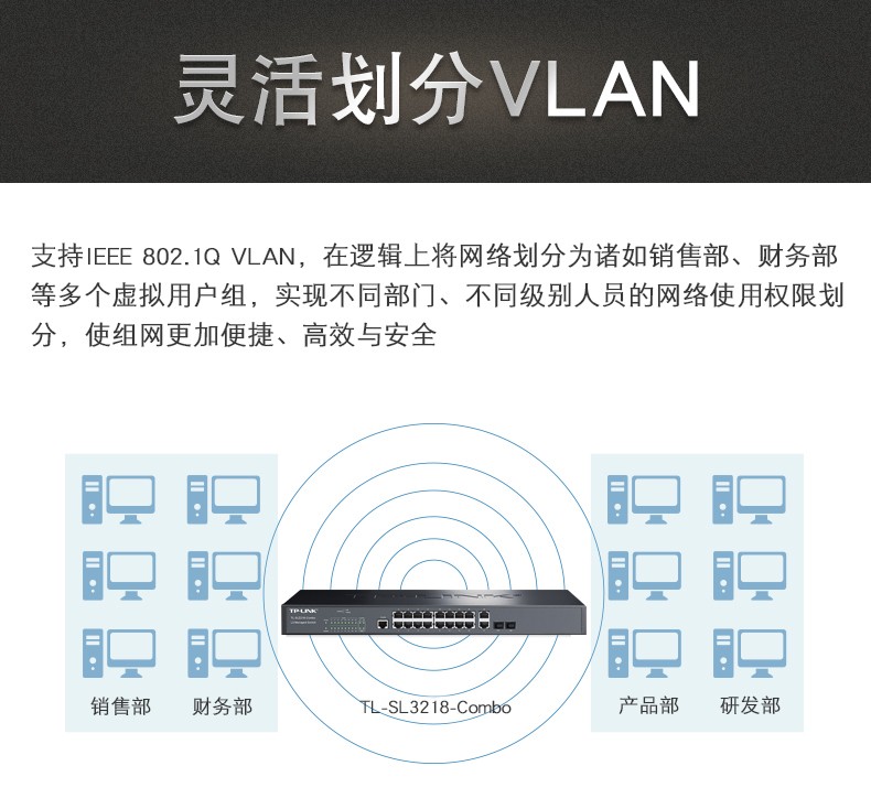 TP-LINK 16口百兆二层网管核心交换机