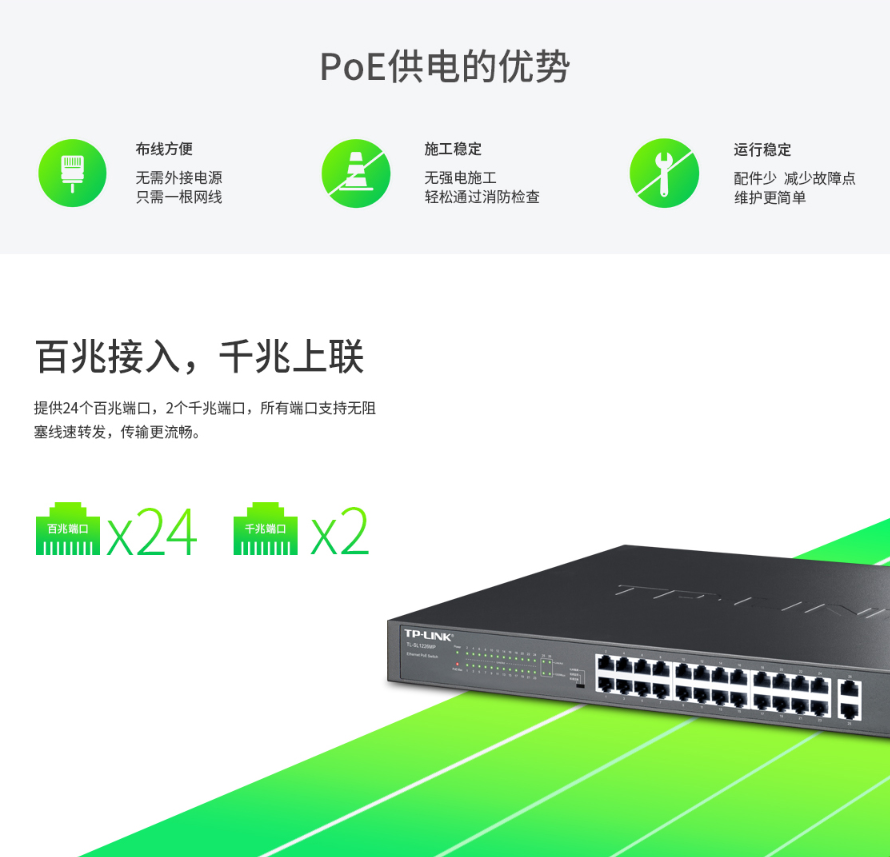 TP-LINK 千兆上联以太网PoE交换机